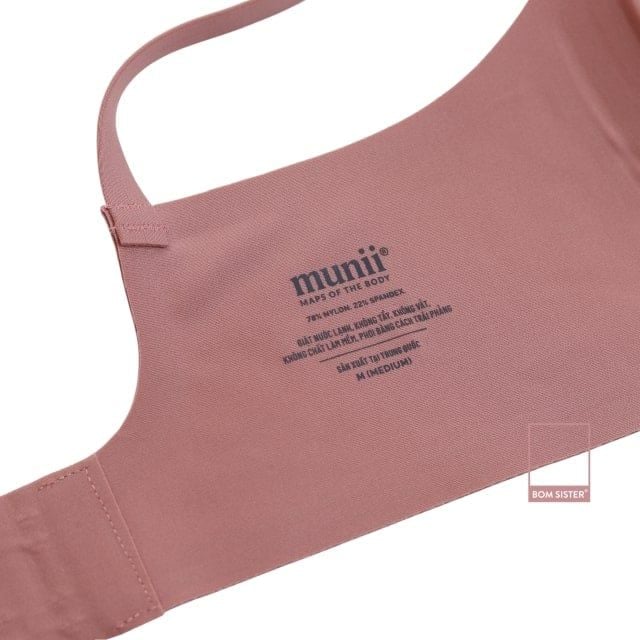 Áo lót Munii mút mỏng su không gọng thoải mái màu trơn dây áo liền MU0320