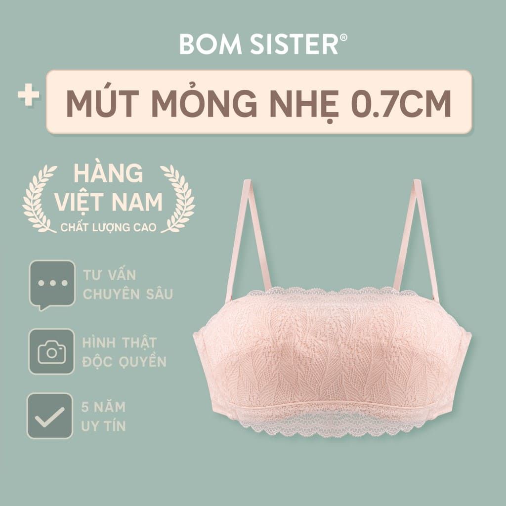 Áo lót Munii mút mỏng không gọng, phối ren, màu trơn, nâng ngực tự nhiên BOM SISTER MU1623