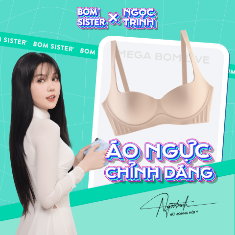 BOM Sister x Ngọc Trinh -Áo lót chỉnh dáng, mặc áo dài su không gọng dây may liền BOM Sister MU2506