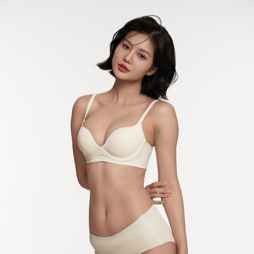 Áo lót nữ chất su, không gọng, mặc được trang phục hở lưng, thoáng mát lưng BOMSISTER MU2610