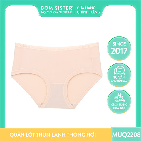 Quần lót nữ Munii vải thun thông hơi thoáng khí, thấm hút mồ hôi, đáy hai lớp ôm sát thoải mái màu trơn BOM SISTER MUQ2208