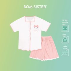 Set đồ ngủ pyjama áo ngắn tay quần đùi đính thỏ dễ thương DN2110