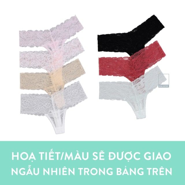 Quần lọt khe siêu mỏng, thoáng mát, ren hoa hồng BOM SISTER Q0004