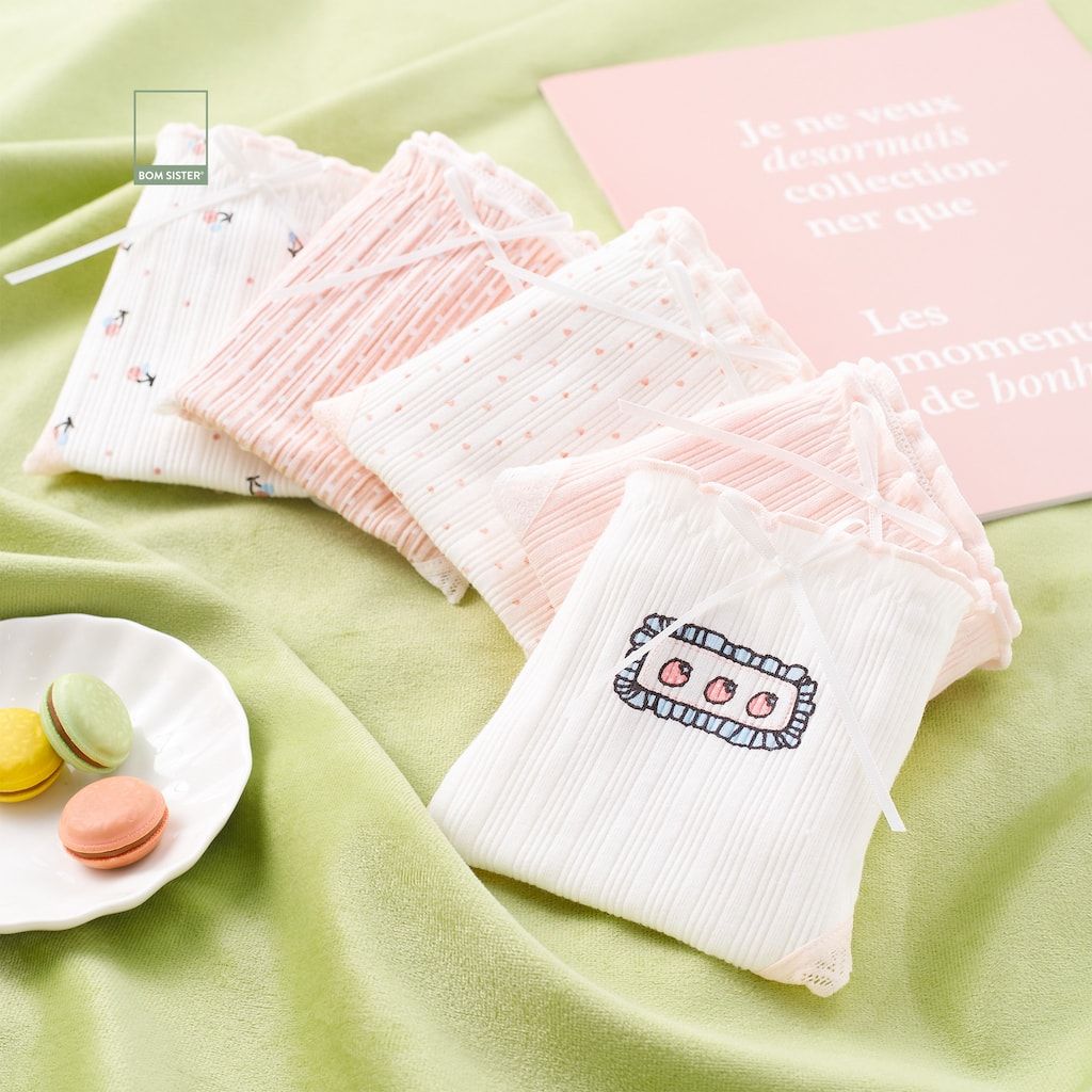 Quần lót thun cotton, thoáng khí, mềm mại, họa tiết trẻ trung dễ thương BOM SISTER Q2024