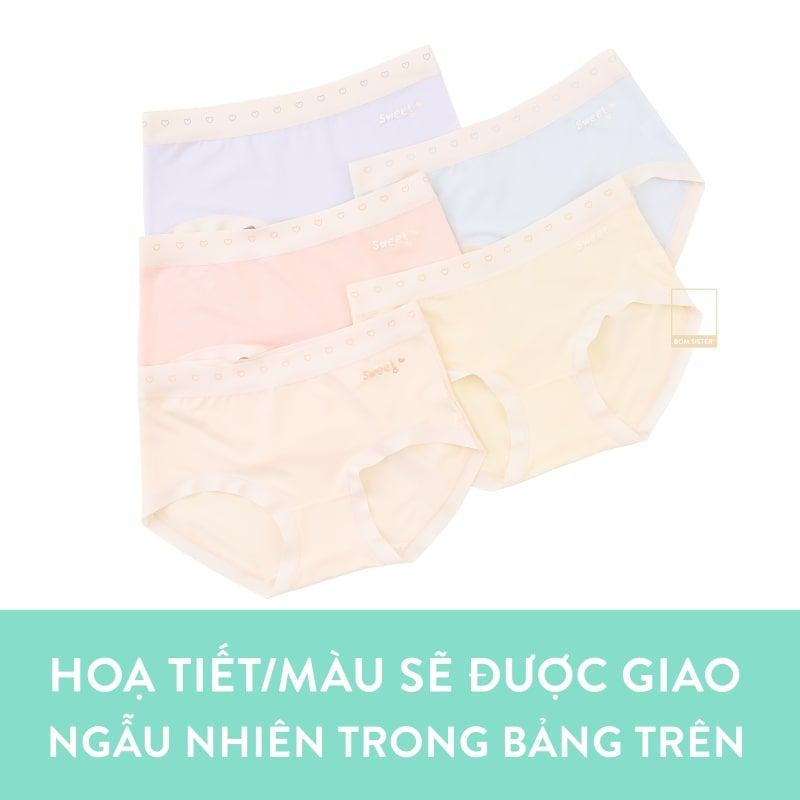 Quần lót thun màu trơn in chữ viền trái tim Q6131