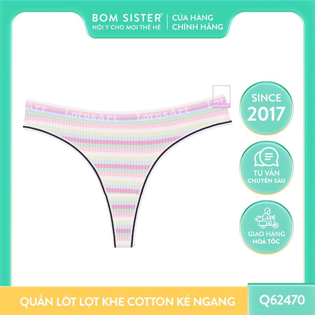 Quần lót nữ lọt khe chất cotton kẻ ngang nhiều màu BOM SISTER Q62470