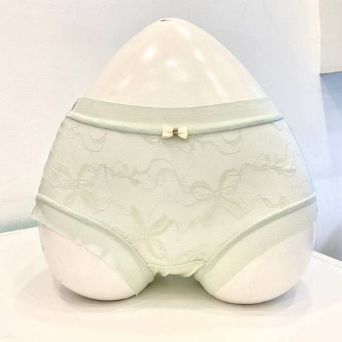 Quần lót lưới ren họa tiết hoa lá có nơ mặc vào nhìn dễ thương vô cùng Q9833