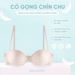 Áo lót nữ có gọng mút mỏng silicon bám dính phối lưng ren BOM SISTER MU2507