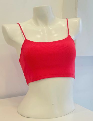 Áo 2 dây croptop cotton thun gân co giãn dáng ngắn BOM SISTER MC1004