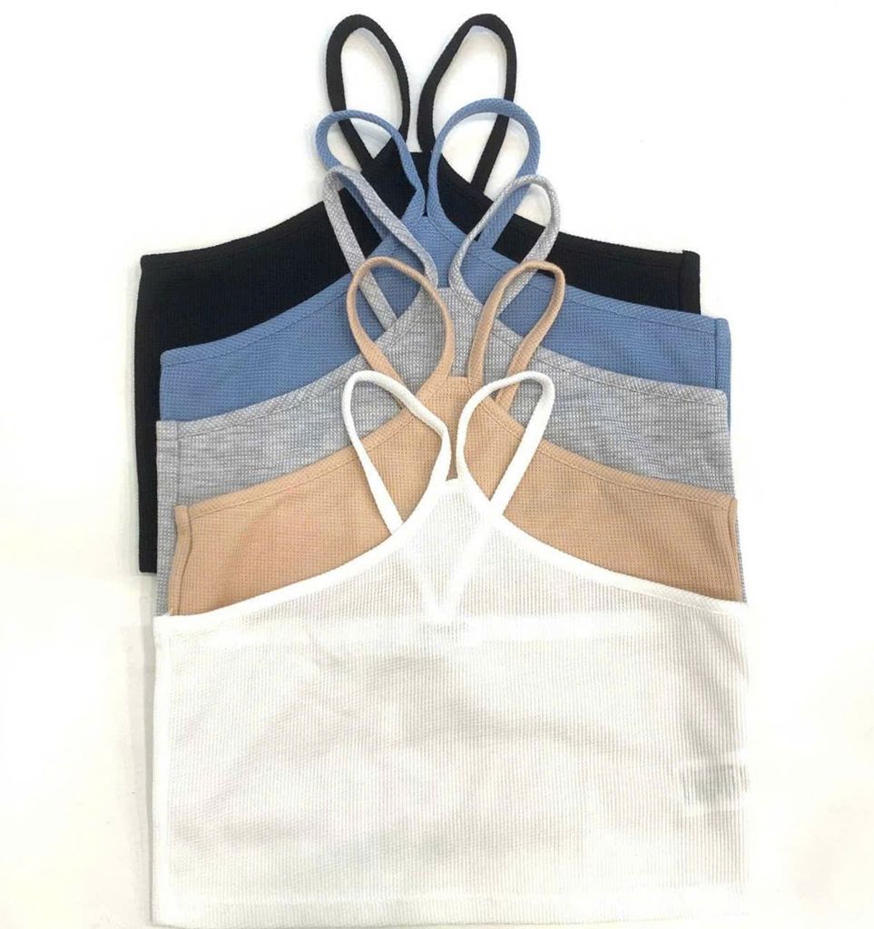 Áo croptop cổ yếm vải mềm mịn co giãn đa dạng màu BOM SISTER MC1006