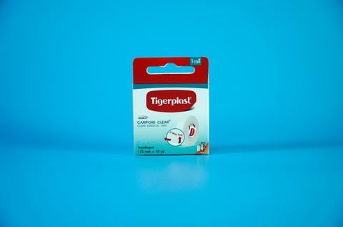  Cuộn băng keo y tế nhựa Tigerplast Caripore Clear dán bông gạc, băng lót - Nhiều cỡ 