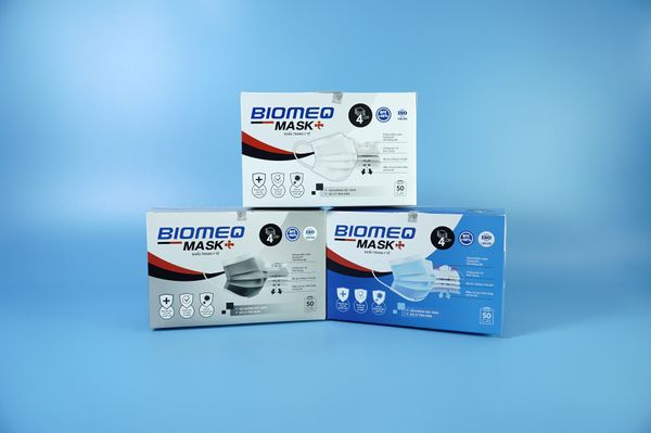 Hộp 50 khẩu trang 4 lớp Biomeq Mask+ kháng khuẩn mịn - Nhiều màu - RARMED