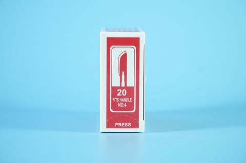  Hộp 100 lưỡi dao mổ số 20 Doctor RIBBEL ẤN ĐỘ lưỡi thẳng, bản nhỏ, đầu mũi bầu ngắn - Hàng đẹp 