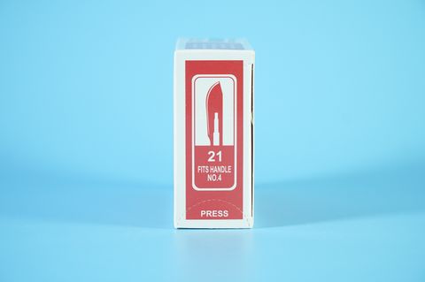  Lưỡi dao mổ số 21 Doctor RIBBEL ẤN ĐỘ lưỡi thẳng, bản nhỏ, đầu mũi bầu - Hàng đẹp 