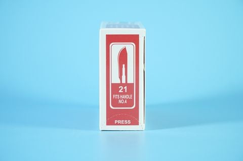  Hộp 100 lưỡi dao mổ số 21 Doctor RIBBEL ẤN ĐỘ lưỡi thẳng, bản nhỏ, đầu mũi bầu - Hàng đẹp 