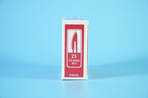  Hộp 100 lưỡi dao mổ số 23 Doctor RIBBEL ẤN ĐỘ lưỡi thẳng, bản nhỏ, đầu mũi bầu - Hàng đẹp 