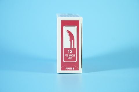  Hộp 100 lưỡi dao mổ số 12 Doctor RIBBEL ẤN ĐỘ lưỡi cong, bản nhỏ, đầu mũi nhọn - Hàng đẹp 