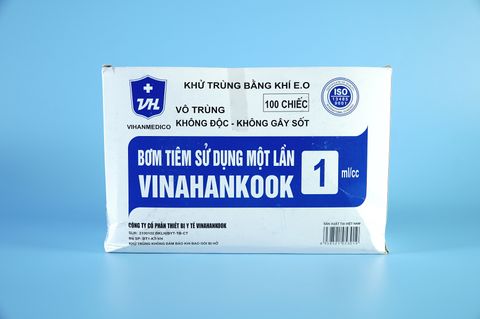  Hộp 100 bơm tiêm 1cc VINAHANKOOK bơm tiêm xilanh y tế 1ml vô trùng - Tặng kim / Nhiều cỡ 