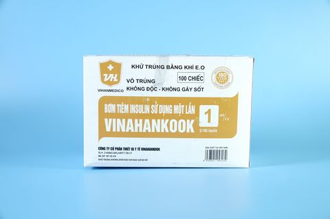 Hộp 100 bơm tiêm Insulin 1cc VINAHANKOOK bơm tiêm xilanh y tế 1ml vô trùng - Tặng kim / Nhiều cỡ 