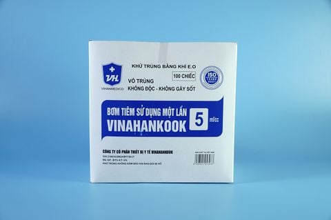  Hộp 100 bơm tiêm y tế 5cc VINAHANKOOK bơm tiêm xilanh 5ml vô trùng - Tặng kim / Nhiều cỡ 