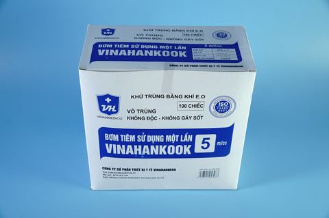  Hộp 100 bơm tiêm y tế 5cc VINAHANKOOK bơm tiêm xilanh 5ml vô trùng - Tặng kim / Nhiều cỡ 