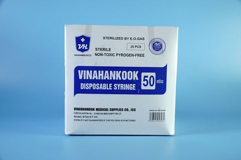  Hộp 25 bơm tiêm cho ăn 50cc VINAHANKOOK xilanh 50ml bơm tiêm lớn hút dịch - Nhiều cỡ 