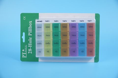  Hộp chia thuốc Tuần Sáng Trưa Chiều Tối trong suốt 28 hốc 7 ngày PT Medical - Kín gió, chắc chắn 
