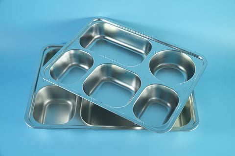  Khay cơm inox giữ nhiệt y tế bệnh viện RMD - Khay cơm bệnh nhân 5 ngăn có nắp, inox 304 