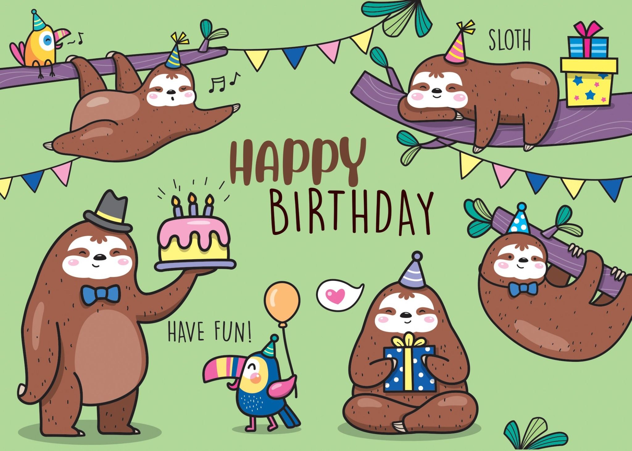  Puzzle Postcard - Happy Birthday Sloth 