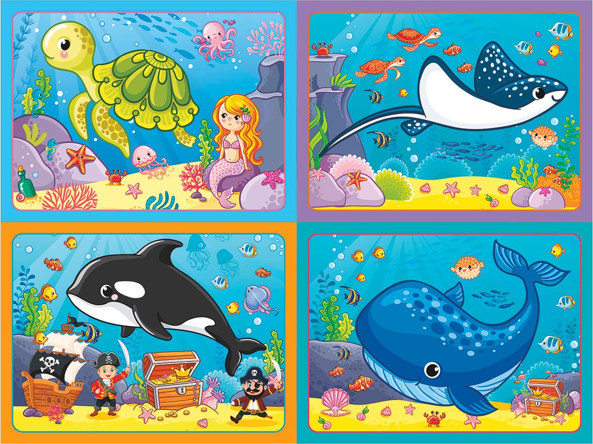  Xếp hình 4 trong 1 - Sinh vật đại dương 