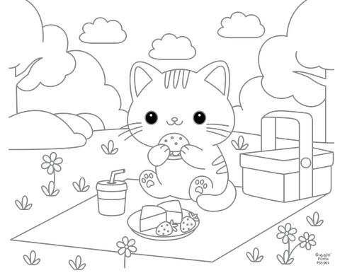  Puzzle Tô Màu - Mèo Picnic 