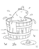  Puzzle Tô Màu - Capybara Trong Chậu Tắm 