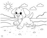  Puzzle Tô Màu - Chó Ngoài Bãi Biển 