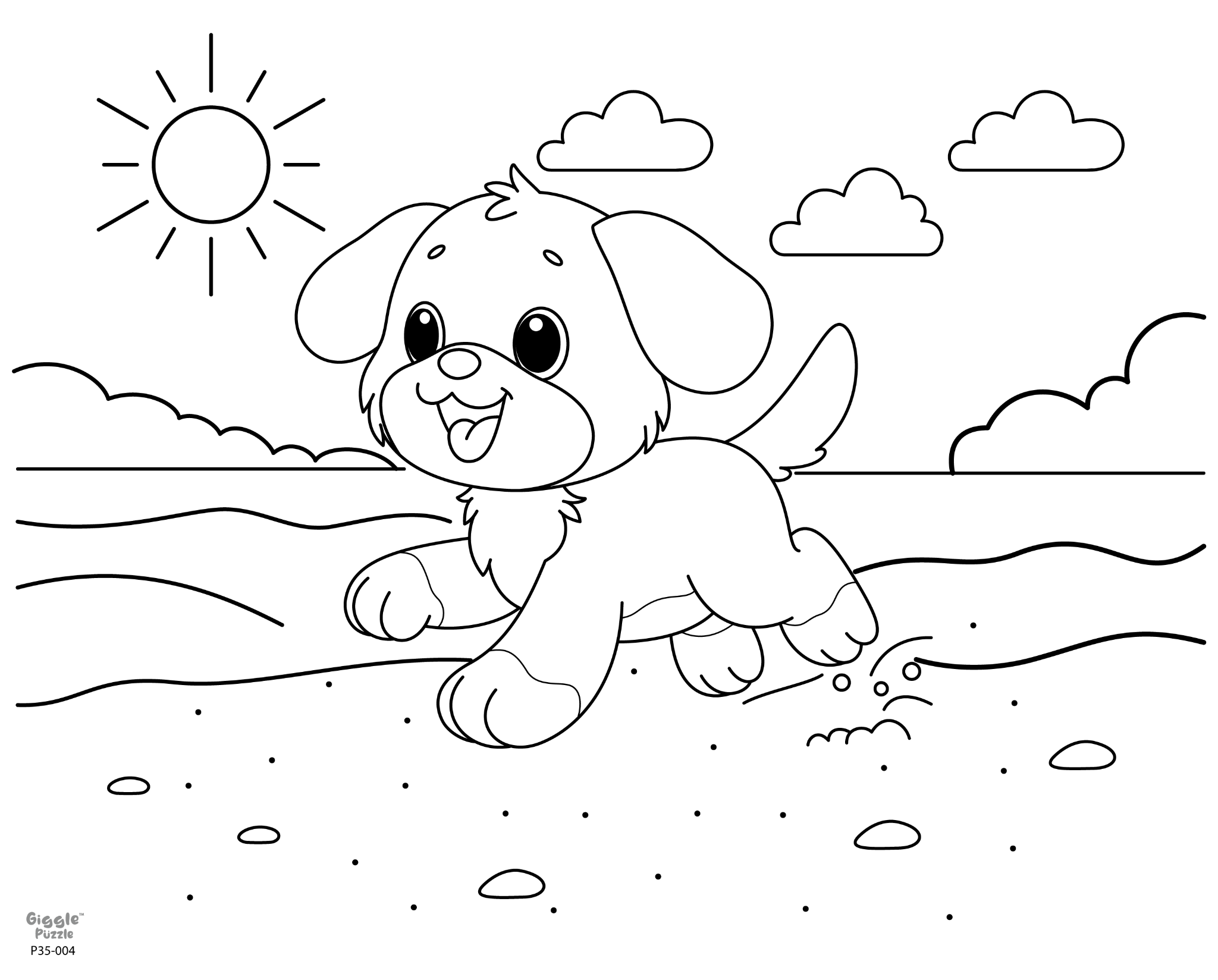  Puzzle Tô Màu - Chó Ngoài Bãi Biển 