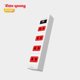  Ổ cắm Điện Quang ECO loại 3/4/6 lỗ 2 chấu màu trắng, đen, dây dài 2 mét, 5 mét 
