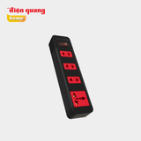  Ổ cắm Điện Quang ECO ĐQ ESK 4BR (4 lỗ kết hợp, 1 công tắc an toàn, màu đen đỏ) 