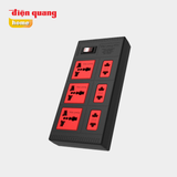  Ổ cắm Điện Quang ECO 5-6-8 lỗ kết hợp 2 chấu 3 chấu, màu đỏ, đen, dây dài 2 mét, 5 mét 