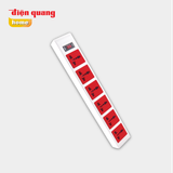  Ổ cắm Điện Quang ECO loại 4/6 lỗ 3 chấu màu trắng, đỏ, dây dài 2 mét,  5 mét 