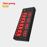  Ổ cắm Điện Quang ECO 5-6-8 lỗ kết hợp 2 chấu 3 chấu, màu đỏ, đen, dây dài 2 mét, 5 mét 