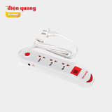  Ổ cắm Điện Quang ĐQ ESK DBW103USB, kiểu tàu siêu tốc, 3 lỗ 3 chấu,  2 USB, 1 công tắc, màu trắng, dây dài 2 mét, 5 mét 