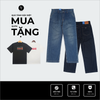 Quần Denim ống suông có ly