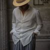 Áo sơ mi nam Linen Trắng cổ áo cutaway phong cách Italiano