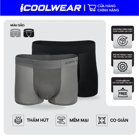 Combo 3 quần sịp nam BOXER ICOOLWEAR thun lạnh cao cấp, co giãn 4 chiều, kháng khuẩn tốt - VN004