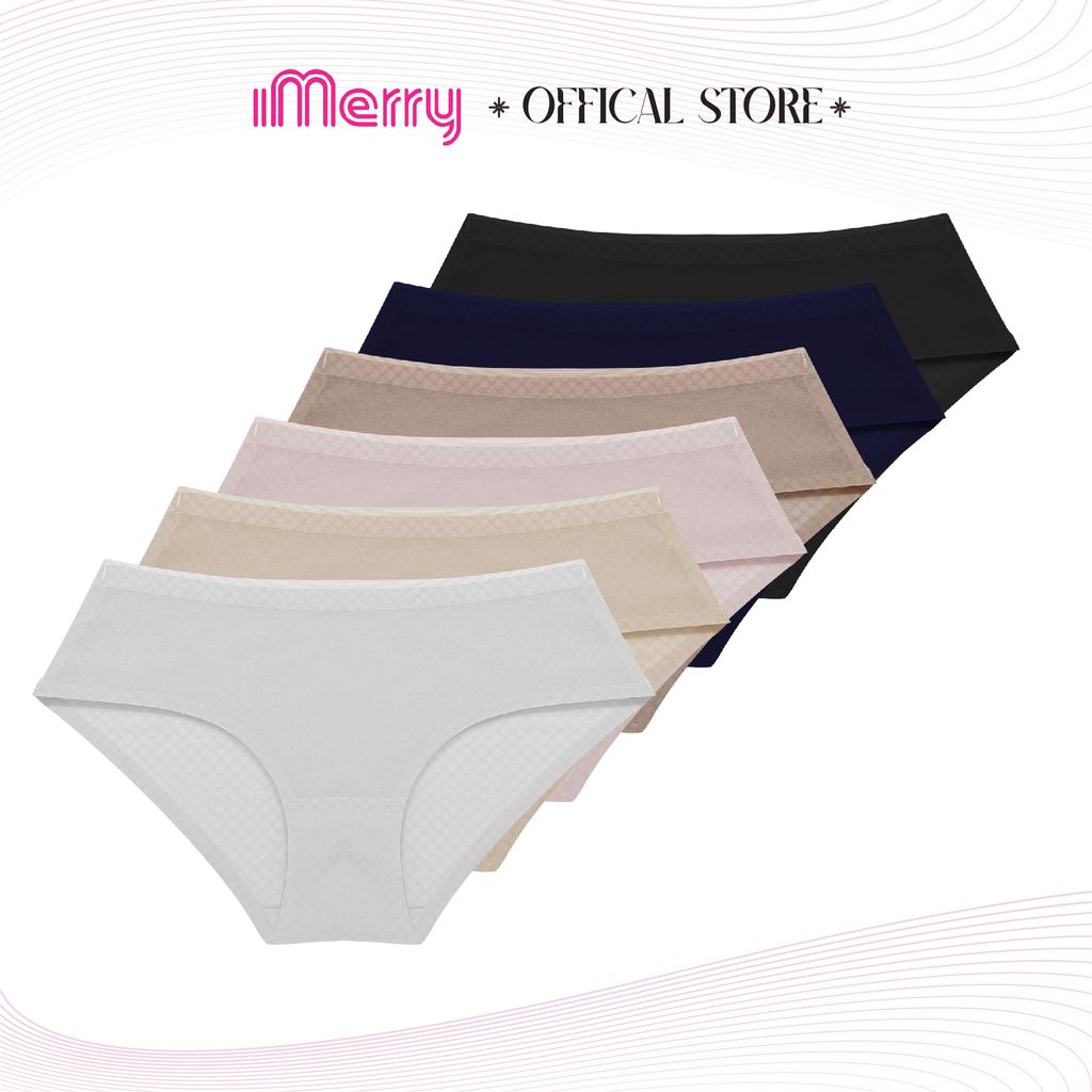 Combo 3 quần lót su hoa văn caro iMerry cạp thấp vải lưới hoa văn cao cấp mềm mịn thoáng mát không hằn thoải mái VQ036