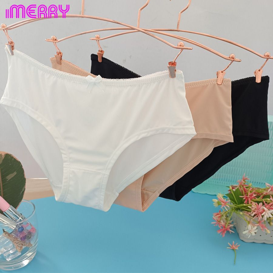 Combo 3 quần lót thun lạnh nữ iMERRY cạp thấp đính nơ dễ thương,màu basic dễ phối đồ VQ015