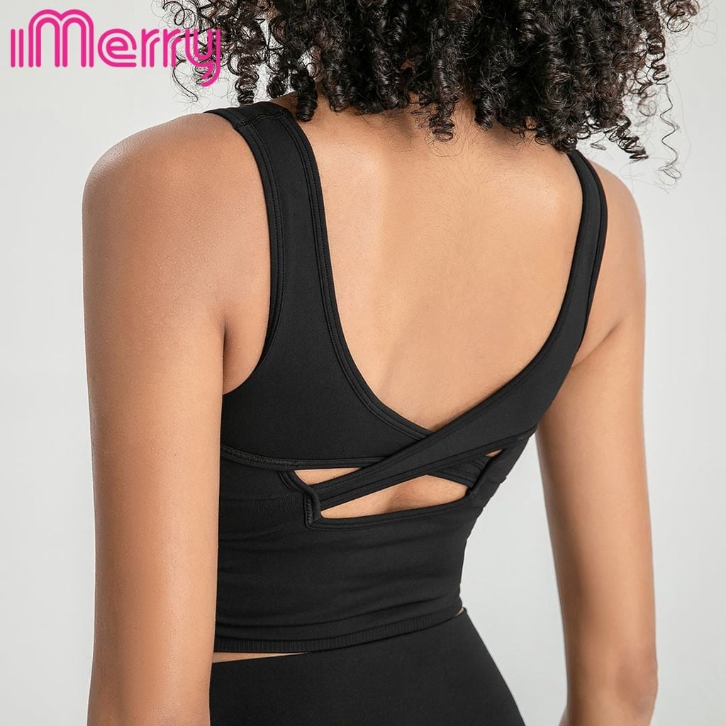 Áo thể thao tập gym yoga iMerry đai lưng chéo cách điệu BRA2128