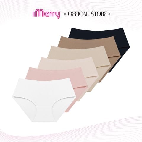 Combo 6 quần lót nữ bonding iMERRY cạp cao không đường may,bề mặt lỗ li ti,thoáng khí VQ030A