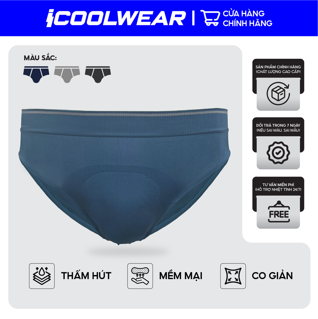 Combo 3 Quần Sịp Tam Giác Nam iCoolwear, Chất Mềm Mát, Thấm Hút, Thoáng Khí, Nhanh Khô -VN009