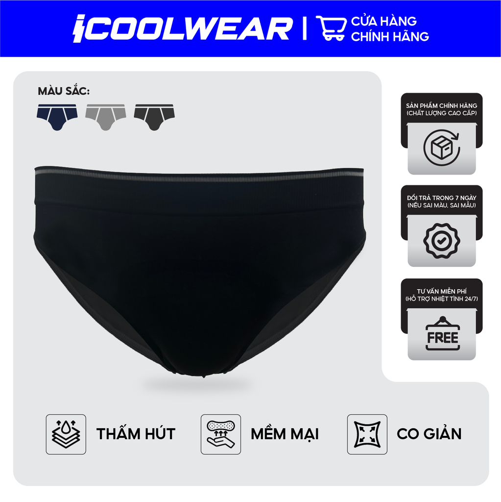 Combo 3 Quần Sịp Tam Giác Nam iCoolwear, Chất Mềm Mát, Thấm Hút, Thoáng Khí, Nhanh Khô -VN009