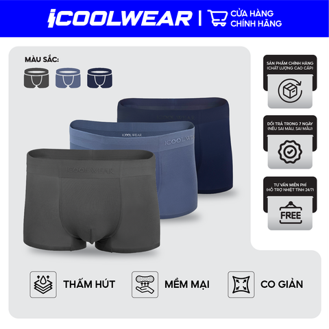 Combo 3 quần lót nam ICOOLWEAR Boxer Bamboo cao cấp kháng khuẩn khử mùi - VN007